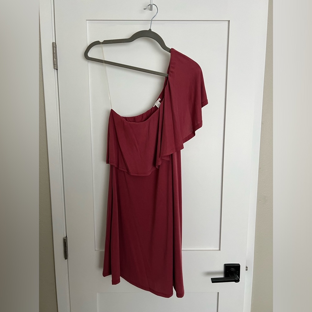 bp rouge pink one shoulder dress